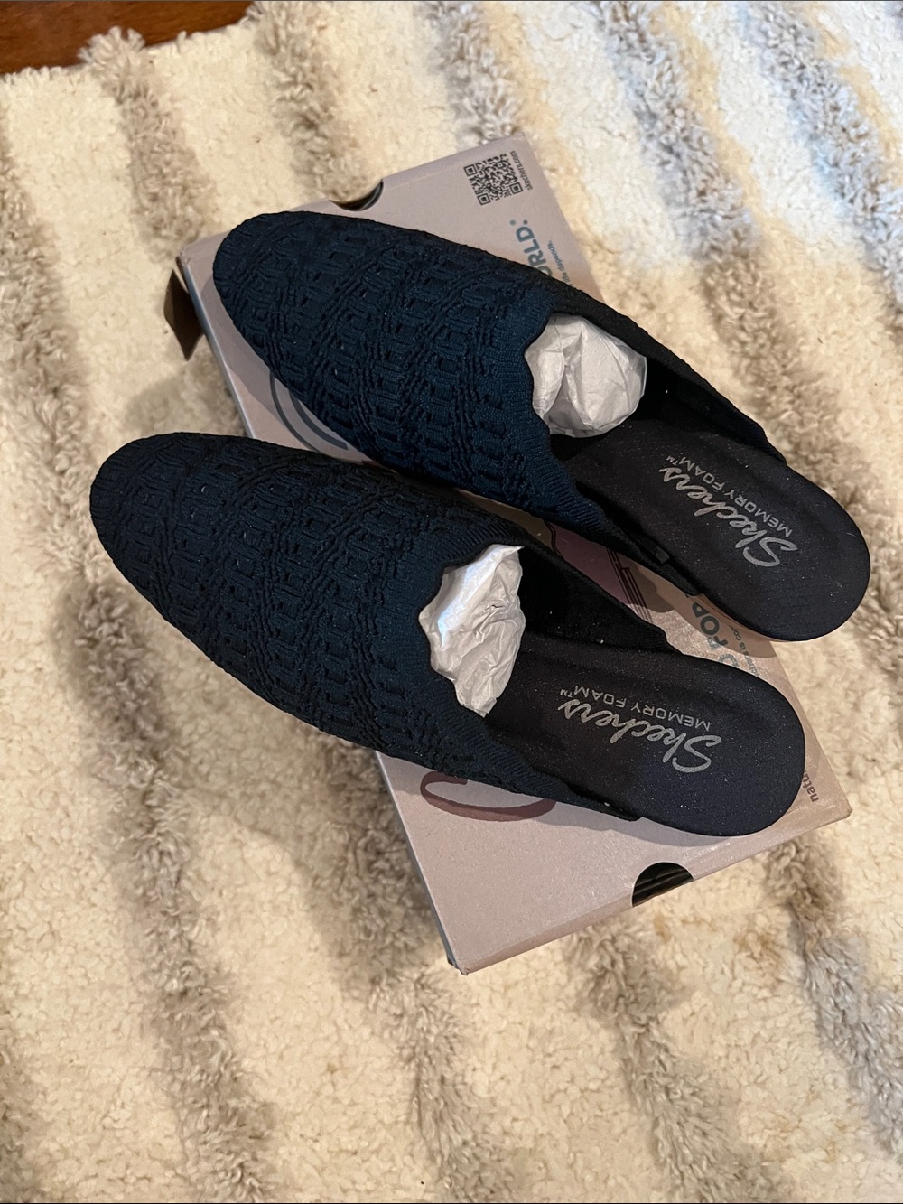 Skechers Black Knit Slip-On Mule with Memory Foam